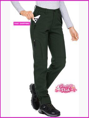 Waterproof Fleece Lined Snow Pants Women's Soft Shell Hiking Ski Pants